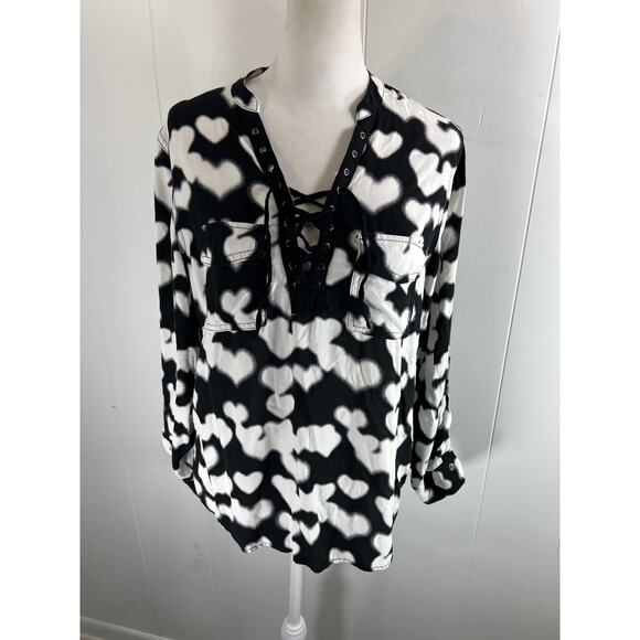 Rock & Republic Womens Long Sleeves Corset Tie Front Casual Shirt Size Small - Picture 1 of 7